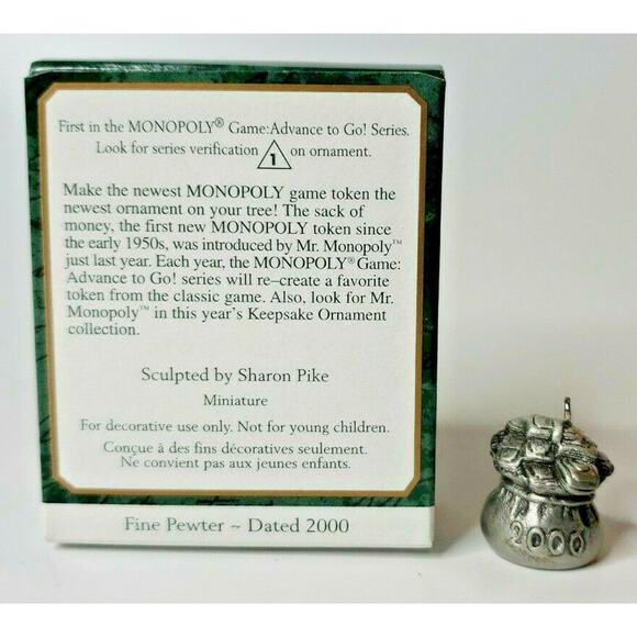 2000 Sack of Money Hallmark Ornament Mini Monopoly Game Series U119/5341 - Picture 2 of 3